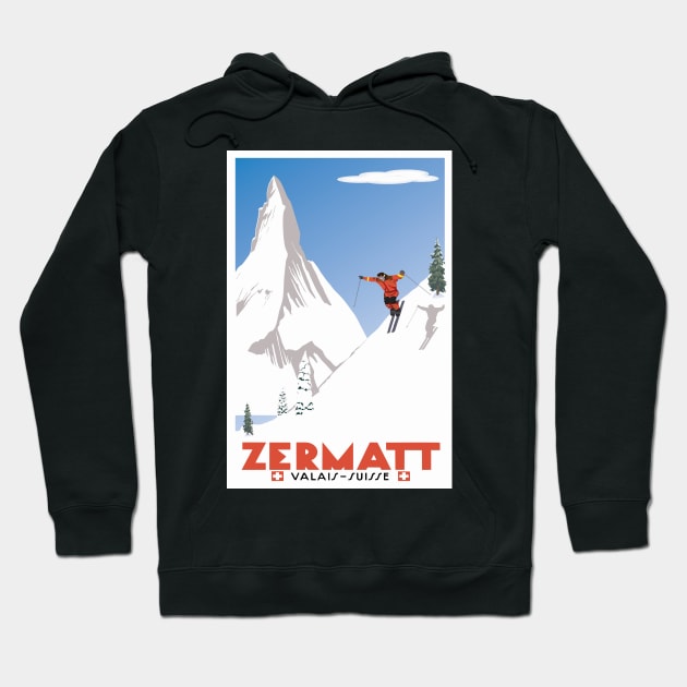 Zermatt, Valais, Switzerland,Ski Poster Hoodie by BokeeLee